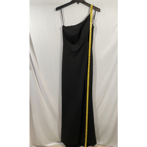 NEW $228 La Femme [ 4 ] One Shoulder‎ Jersey Gown in Black - Picture 6 of 14